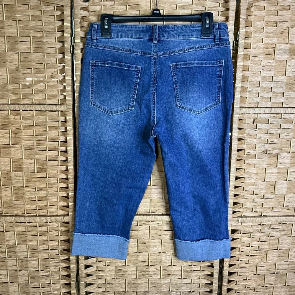 d. jeans Womens‎ Blue Denim Capri Pants Cuffed Jeans Size 30/30 - Picture 2 of 5